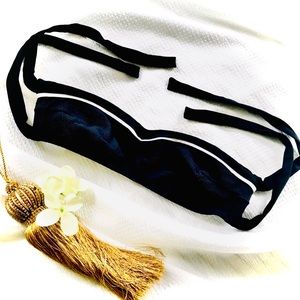 La Perla 44 Malizia | S/M | Black White Piping Bandeau Swim Bikini Top NWOT